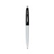 a metallic silver barrel & black cap clic pen - blue and black ink