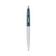 a metallic silver barrel & metallic dark blue cap clic pen - blue and black ink