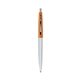 a metallic silver barrel & metallic orange cap clic pen - blue and black ink