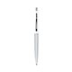 a metallic silver barrel & white cap clic pen - blue and black ink
