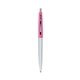 a metallic silver barrel & berry crush cap clic pen - blue and black ink