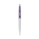 a metallic silver barrel & grapetini cap clic pen - blue and black ink