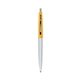 a metallic silver barrel & creamsicle cap clic pen - blue and black ink