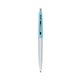 a metallic silver barrel & electric punch cap clic pen - blue and black ink