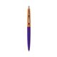 a purple barrel & metallic orange cap clic pen - blue and black ink