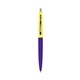 a purple barrel & yellow cap clic pen - blue and black ink