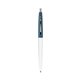 a white barrel & metallic dark blue cap clic pen - blue and black ink