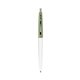 a white barrel & metallic green cap clic pen - blue and black ink