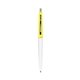 a white barrel & yellow cap clic pen - blue and black ink