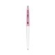a white barrel & pink lemonade cap clic pen - blue and black ink