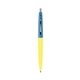 a yellow barrel & blue cap clic pen - blue and black ink