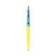 a yellow barrel & electric punch cap clic pen - blue and black ink