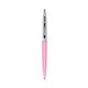 a pink lemonade barrel & metallic silver cap clic pen - blue and black ink