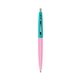 a pink lemonade barrel & teal cap clic pen - blue and black ink