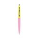 a pink lemonade barrel & yellow cap clic pen - blue and black ink