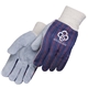 a blue split leather work glove