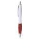 aerial view a white/red w/black ink plastic white pen with sleek grip, image 1 of 6