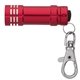 aerial view a red aluminum 3- led lobster clip flashlight with multiple color choices, image 1 of 5