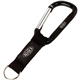 a black key tag carabiner with strap and raised rubber patch