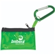 aerial view a green with translucent green bag carabiner with key tag pouch, image 1 of 2
