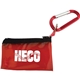 a red with translucent red bag carabiner with key tag pouch