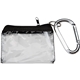 a silver with clear bag carabiner with key tag pouch