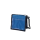 a blue bi - fold neck wallet w / black trim