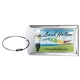 aerial view a silver prestige brushed metal luggage bag tag, image 1 of 4