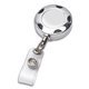 aerial view a silver tiffin lz 32 cord round chrome solid metal sport retractable badge reel and badge holder with laser imprint, image 1 of 3