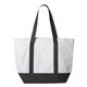 aerial view a white/ black liberty bags bay view giant zippered tote bag, image 1 of 4