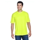 aerial view a bright yellow ultraclub - mens cool dry sport performance interlock t - shirt, image 1 of 7