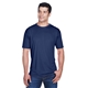 aerial view a navy ultraclub - mens cool dry sport performance interlock t - shirt, image 1 of 7