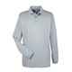 aerial view a silver ultraclub - mens cool dry long sleeve meshpiqu polo, image 1 of 4
