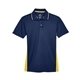 aerial view a navy/ gold ultraclub ladies cool dry sport two - tone polo, image 1 of 7