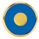 aerial view a brass-plated trim & royal leather zinc leather round brass coaster weight coasters with multiple color choices, image 1 of 2