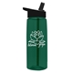 aerial view a transparent dark green bottle & black lid 26 oz flair tritan water bottle with flip straw lid, image 1 of 3