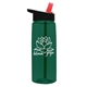 aerial view a transparent dark green bottle & black with red spout lid 26 oz flair tritan water bottle with flip straw lid, image 1 of 3