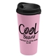 a black lid & awareness pink cup the roadmaster - 20 oz travel tumbler with auto sip lid
