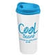 aerial view a cyan lid & white cup the roadmaster - 20 oz travel tumbler with auto sip lid, image 1 of 2