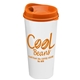 aerial view a orange lid & white cup the roadmaster - 20 oz travel tumbler with auto sip lid, image 1 of 2