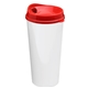 aerial view a red lid & white cup the roadmaster - 20 oz travel tumbler with auto sip lid, image 2 of 2