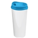aerial view a cyan lid & white cup the roadmaster - 20 oz travel tumbler with auto sip lid, image 2 of 2