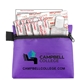 a purple 9 piece hand sanitizer healthy living pack in zipper kit components inserted into zipper kit