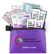 a purple 13 piece mask sanitizing safety kit inserted into zipper pack