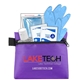 a purple 6 piece take everywhere first aid protection pack in zipper pouch