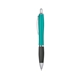 aerial view a recycled metallic teal satin curvy click ballpoint pen - promotional pens, image 1 of 3