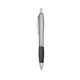 aerial view a silver with charcoal satin curvy click ballpoint pen - promotional pens, image 1 of 3