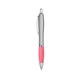 aerial view a silver with pink satin curvy click ballpoint pen - promotional pens, image 1 of 3