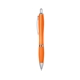 aerial view a recycled translucent orange satin curvy click ballpoint pen - promotional pens, image 1 of 3