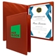 a red diploma holder economy portrait
